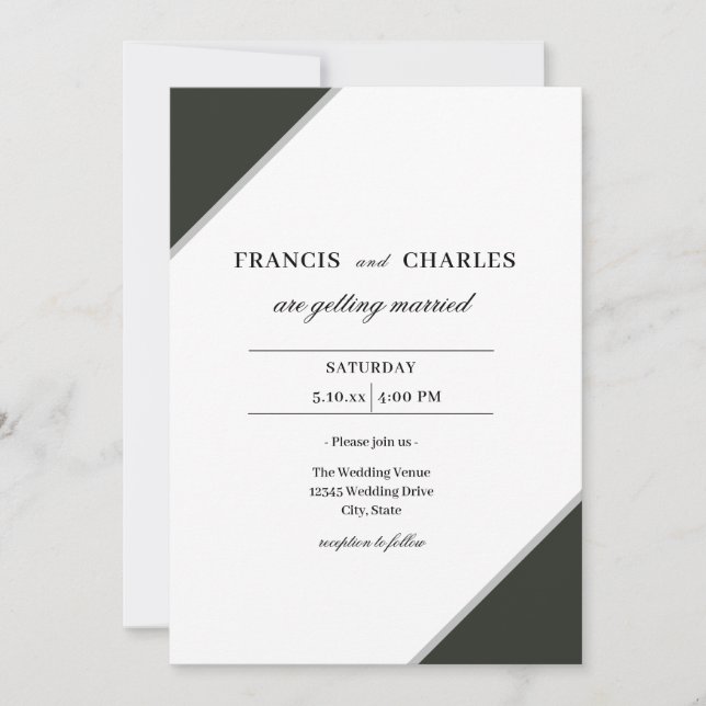 Invitación de matrimonio geométrico simple y elega (Anverso)