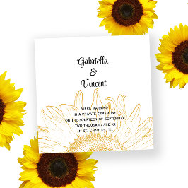 Invitación de matrimonio gráfico de girasol amaril