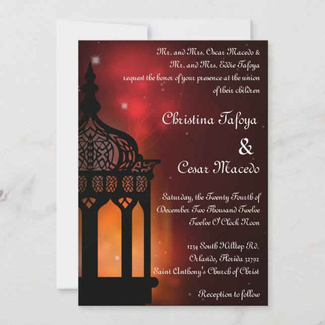 Invitación de matrimonio: India linterna marroquí (Anverso)