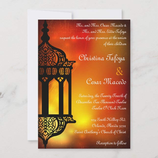 Invitación de matrimonio: India linterna marroquí (Anverso)