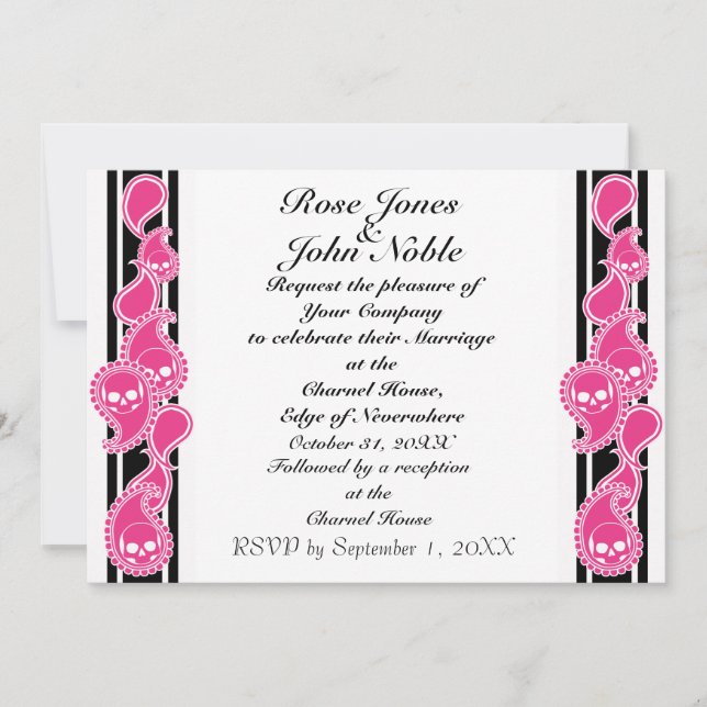 Invitación de matrimonio inverso (magenta) (Anverso)