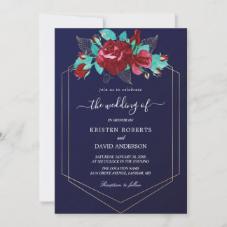 invitación de matrimonio marrón y azul real