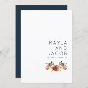 Invitación de matrimonio Minimalista floral acuare