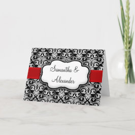 Invitación de matrimonio negro/blanco/rojo de dama