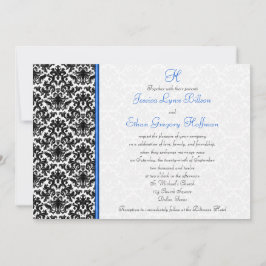 Invitación de matrimonio negro, blanco y azul para
