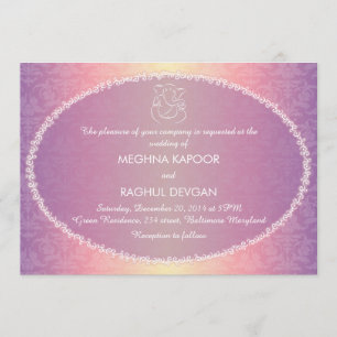 Invitación de matrimonio para damasco indio/Ganesh