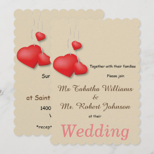 Invitación de matrimonio para diseño de corazones