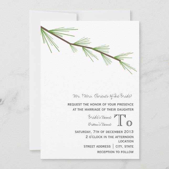 Invitación de matrimonio para puerros de padres de (Anverso)