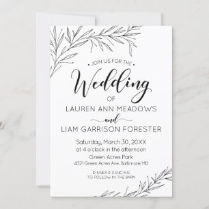 Invitación de matrimonio para ramas dibujadas a ma