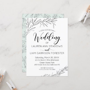 Invitación de matrimonio para ramas dibujadas a ma