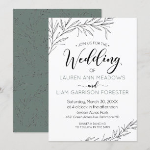 Invitación de matrimonio para ramas dibujadas a ma
