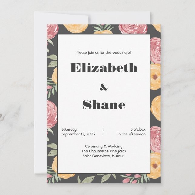 Invitación de matrimonio para Rosas audaces y bril (Anverso)
