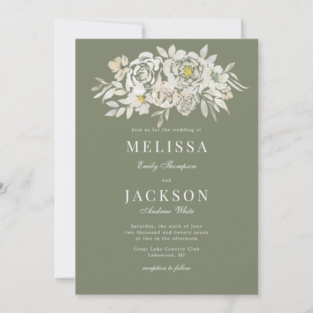 Invitación de matrimonio para Rosas de acuarela de (Anverso)