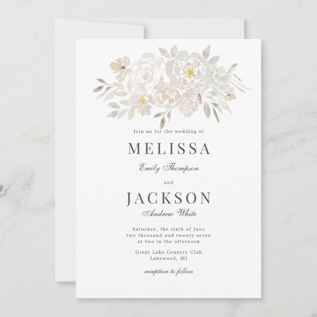 Invitación de matrimonio para Rosas de acuarela de (Anverso)