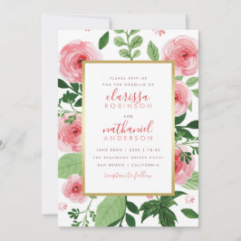 Invitación de matrimonio para Rosas de acuarela fl