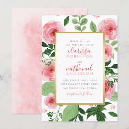 Invitación de matrimonio para Rosas de acuarela fl