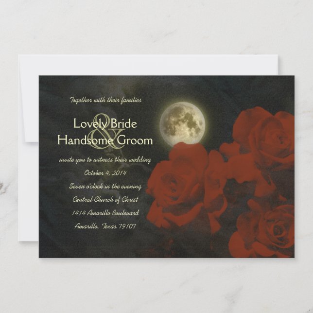 Invitación de matrimonio para Rosas fantasma rojos (Anverso)