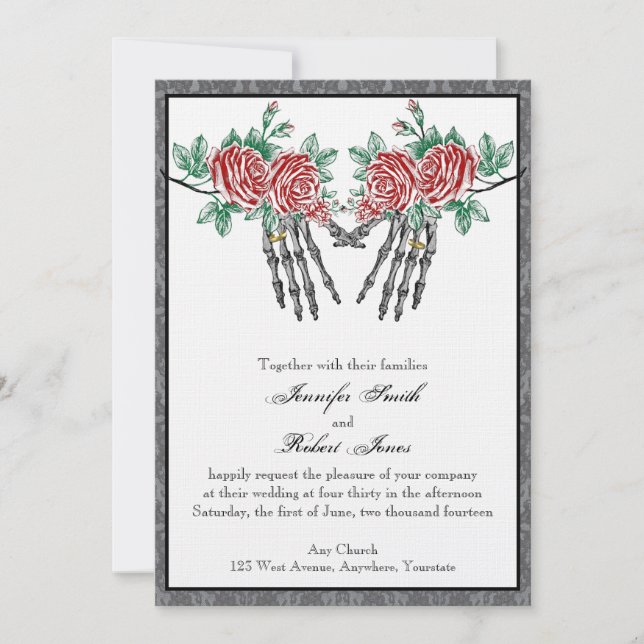 Invitación de matrimonio para Rosas y manos de esq (Anverso)