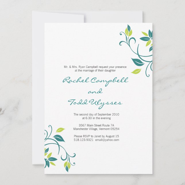 Invitación de matrimonio personalizado (Anverso)