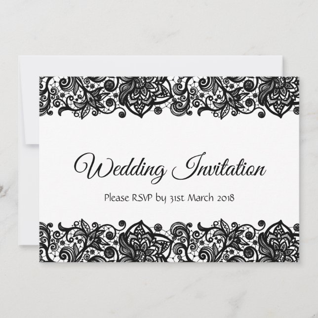 Invitación de matrimonio personalizado de encaje d (Anverso)