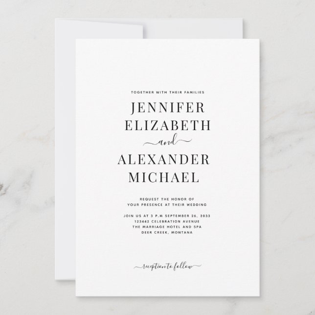 Invitación de matrimonio por caligrafía de Moda si (Anverso)