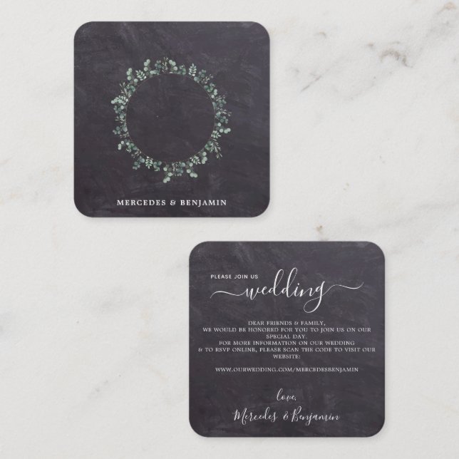 Invitación de matrimonio por código QR botánico rú (Anverso / Reverso)