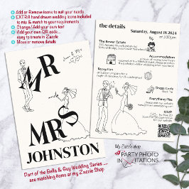 Invitación de matrimonio rápido dibujada a mano po