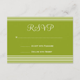 Invitación de matrimonio rayado verde y blanco RSV