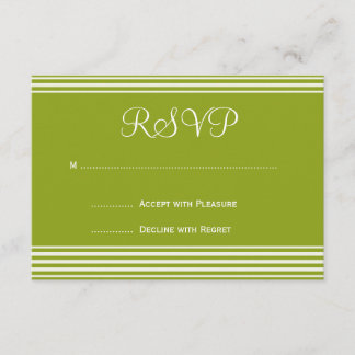 Invitación de matrimonio rayado verde y blanco RSV