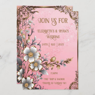 Invitación de matrimonio romántico floral floral