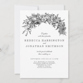 Invitación de matrimonio RSVP con Floral Vintage