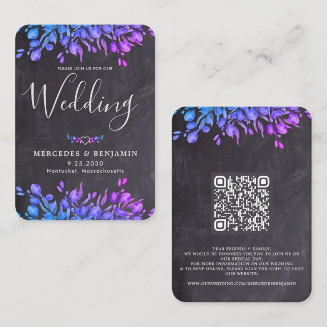 Invitación de matrimonio rústico en el código QR d (Anverso / Reverso)