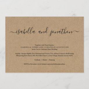 Invitación de matrimonio simple con RSVP - Papel K