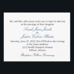 Invitación de matrimonio simple con texto azul<br><div class="desc">Simple invitación con los nombres de Bride y Groom en una hermosa fuente azul.</div>
