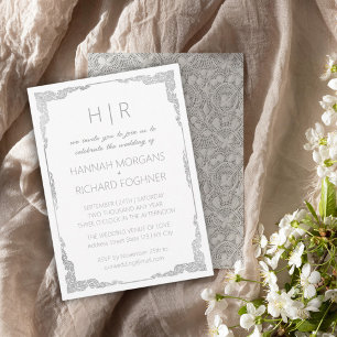 Invitación de matrimonio simple de encaje bohemio