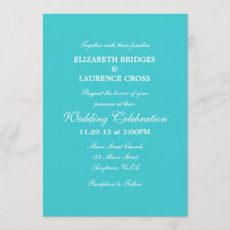 Invitación de matrimonio simple turquesa