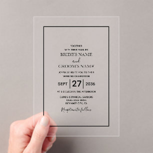 Invitación de matrimonio simple y transparente min
