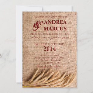 Invitación de matrimonio: Trigo en el saco Burlap