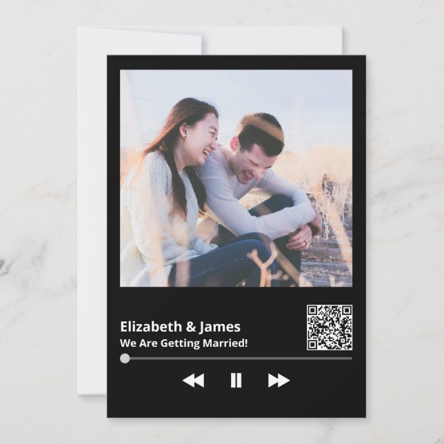 Invitación de matrimonio único de código QR de fot (Anverso)