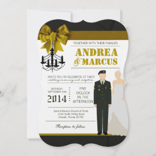 Invitación de matrimonio uniforme para novias ARMY