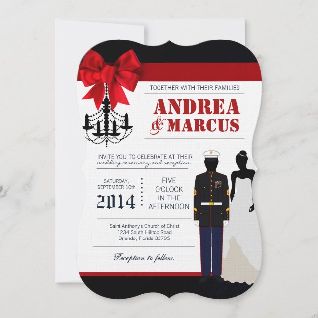 Invitación de matrimonio uniforme para novias mari (Anverso)