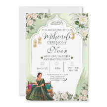 Invitación de Mehendi de Elegante Verdor