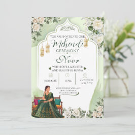 Invitación de Mehendi de Elegante Verdor