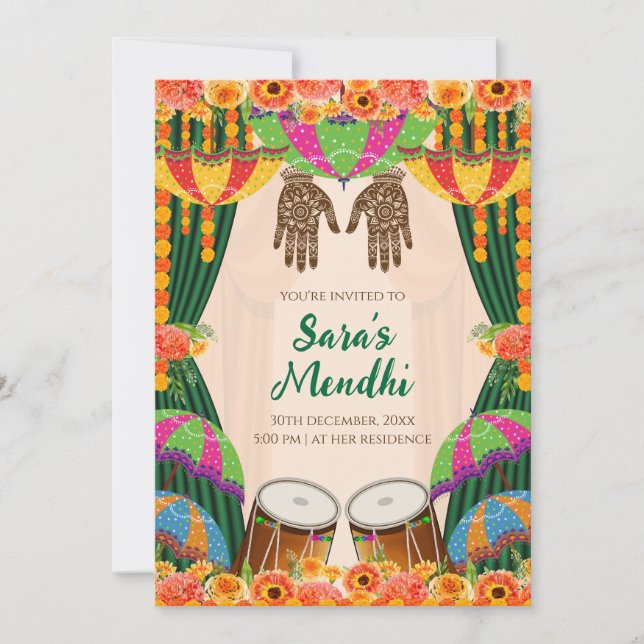 Invitación de Mehendi Digital Mehndi (Anverso)