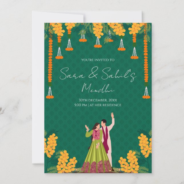 Invitación de Mehendi Invitación digital de Mehndi (Anverso)