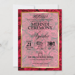 Invitación de Mehndi, Boda islámico Rosa de oro fl