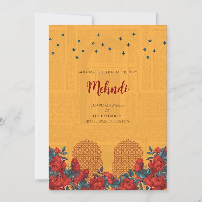 Invitación de Mehndi Invitaciones digitales de bod (Anverso)