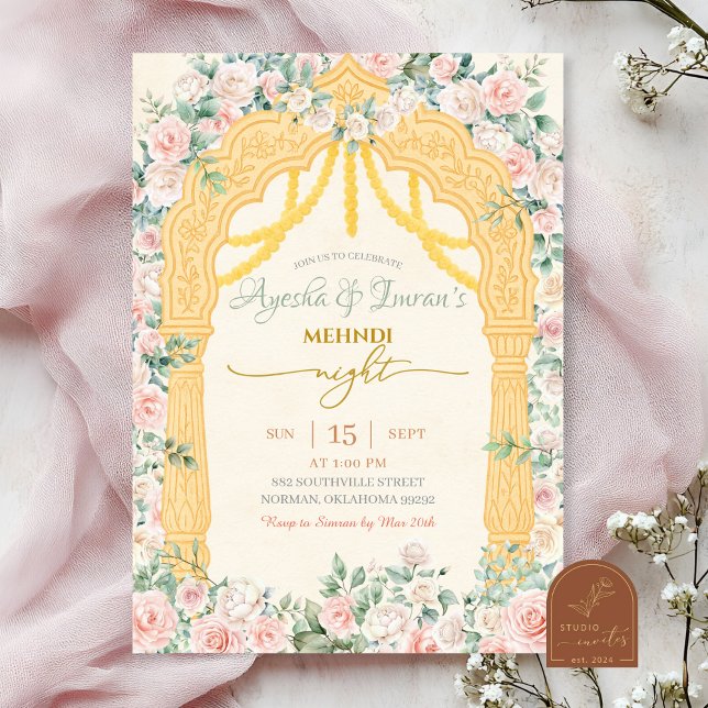 Invitación de Mehndi Rosa Salvia (Subido por el creador)