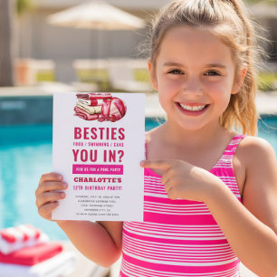 Invitación de Mejores Amigas a Fiesta de Piscina c