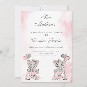 Invitación de mellizas para ducha de bebé